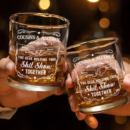 Gift For Brothers,Gift For Bestie,Gift For Sibling,Happy - Friends & Alcohol The Glue Holding This Together - Personalized Whiskey Glass