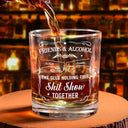 Gift For Brothers,Gift For Bestie,Gift For Sibling,Happy - Friends & Alcohol The Glue Holding This Together - Personalized Whiskey Glass