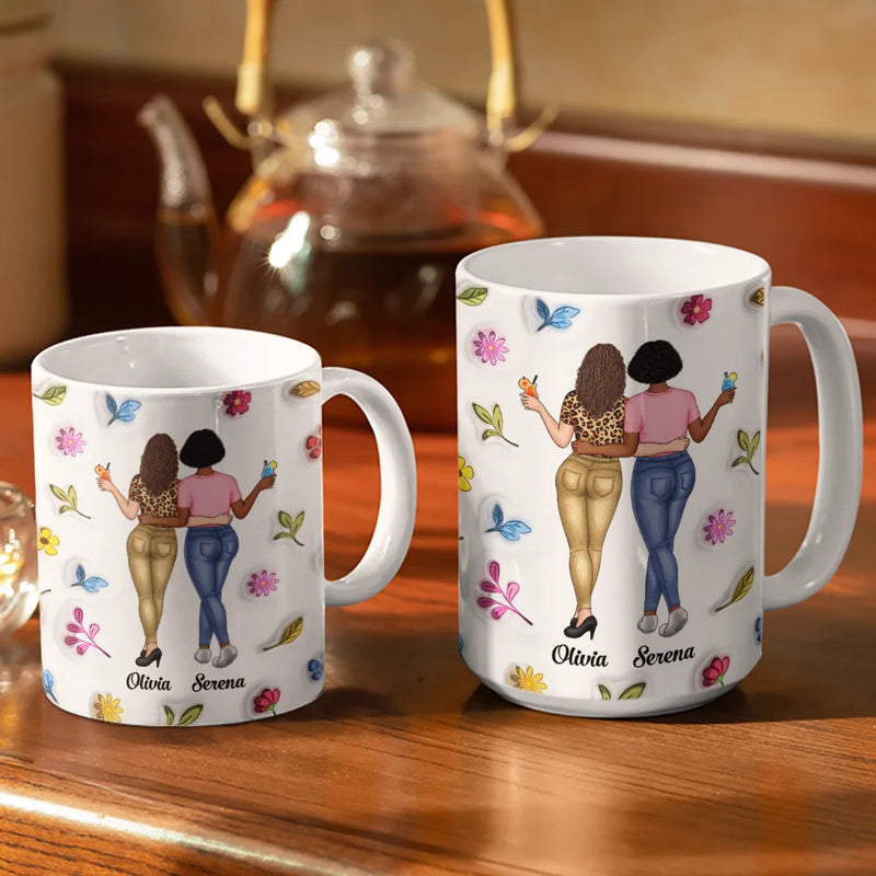 Gift For Bestie,Gift For Sisters,Happy - Sisters Will Always Be Connected By Heart - Personalized White Edge-to-Edge Mug