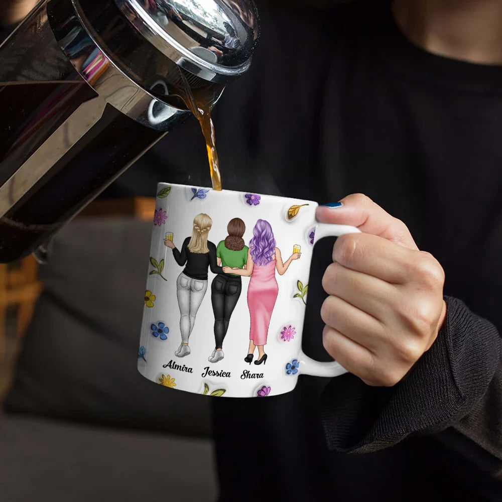 Gift For Bestie,Gift For Sisters,Happy - Sisters Will Always Be Connected By Heart - Personalized White Edge-to-Edge Mug
