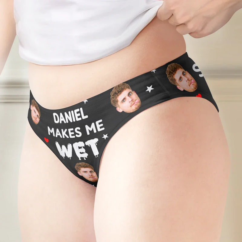 Gift For Wife,Gift For Girlfriend,Love,Custom Photo - Custom Photo You Makes Me Wet - Personalized Women's Low-waisted Brief
