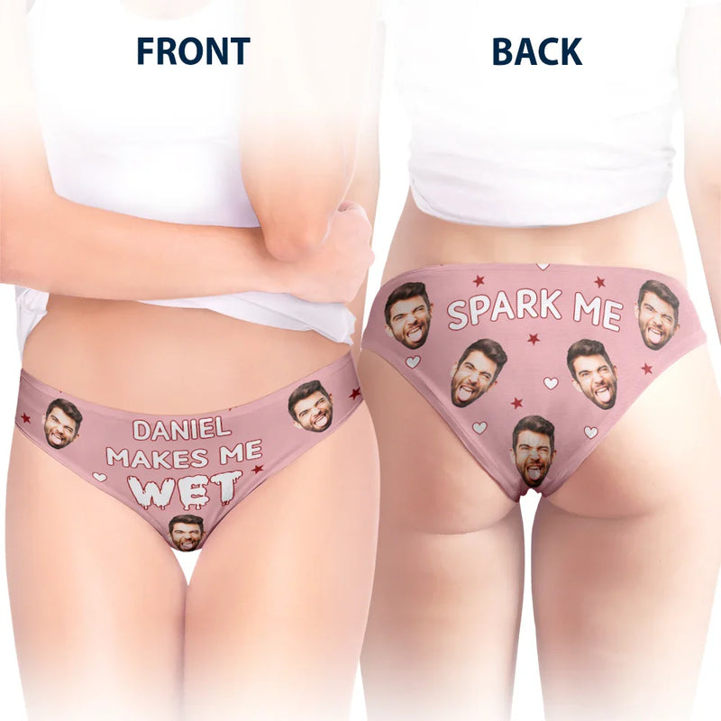 Gift For Wife,Gift For Girlfriend,Love,Custom Photo - Custom Photo You Makes Me Wet - Personalized Women's Low-waisted Brief