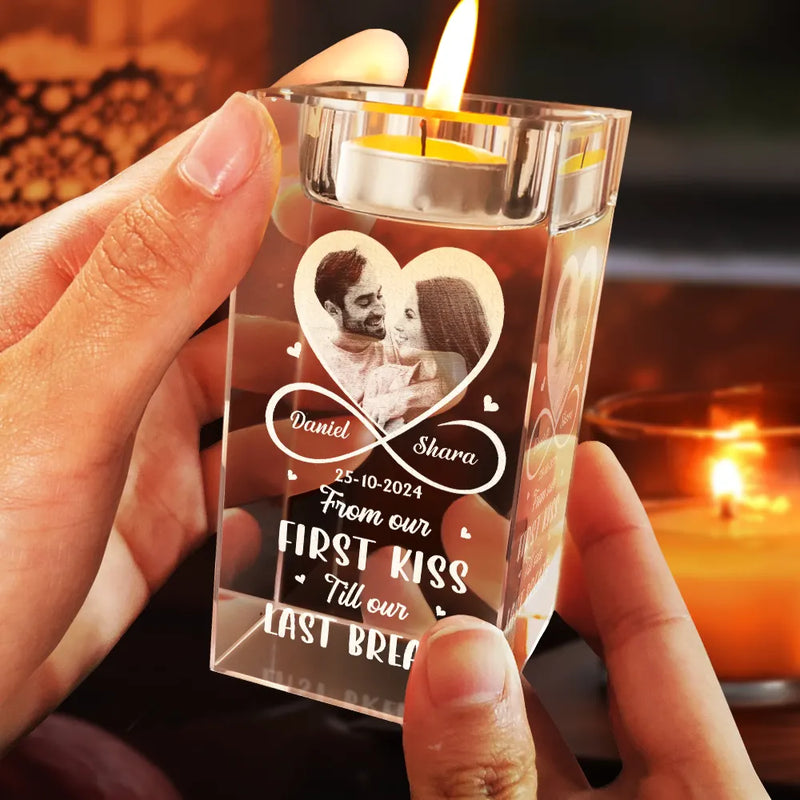 Custom Photo,Gift For Couples,Gift For Husband,Gift For Wife,Gift For Boyfriend,Gift For Girlfriend,Love - Custom Photo I Met You I Liked You I Love You - Personalized Crystal Candle Holder