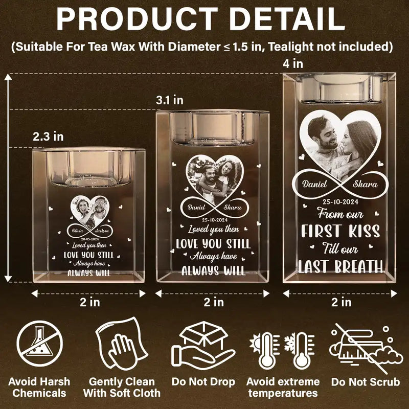 Custom Photo,Gift For Couples,Gift For Husband,Gift For Wife,Gift For Boyfriend,Gift For Girlfriend,Love - Custom Photo I Met You I Liked You I Love You - Personalized Crystal Candle Holder