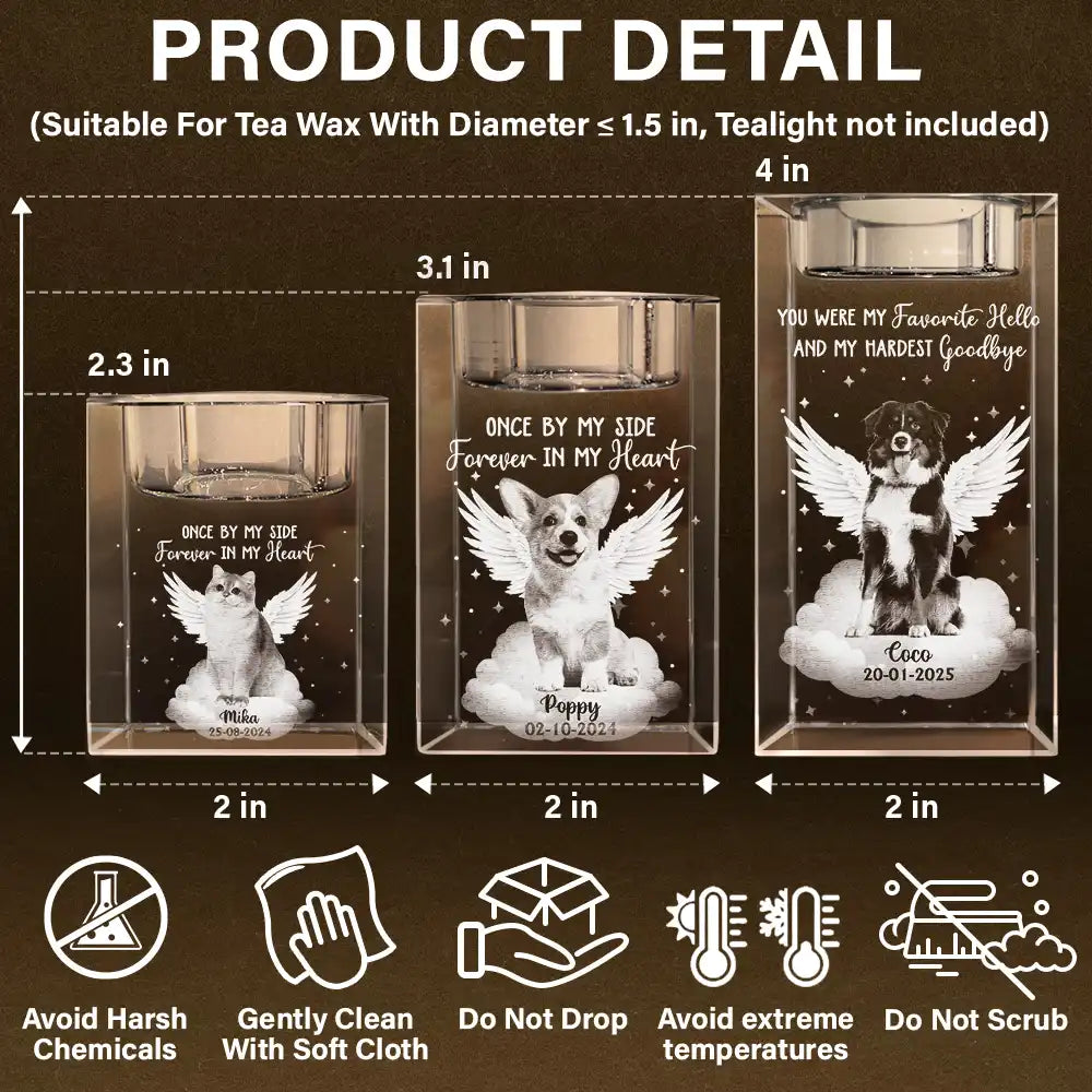 Memorial, Pet Lovers, Dog Lovers, Cat Lovers - Custom Photo Your Light Will Always Shine - Personalized Crystal Candle Holder