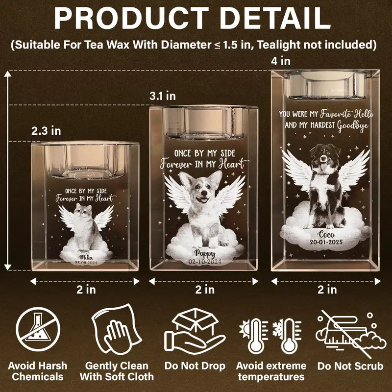 Memorial, Pet Lovers, Dog Lovers, Cat Lovers - Custom Photo Your Light Will Always Shine - Personalized Crystal Candle Holder