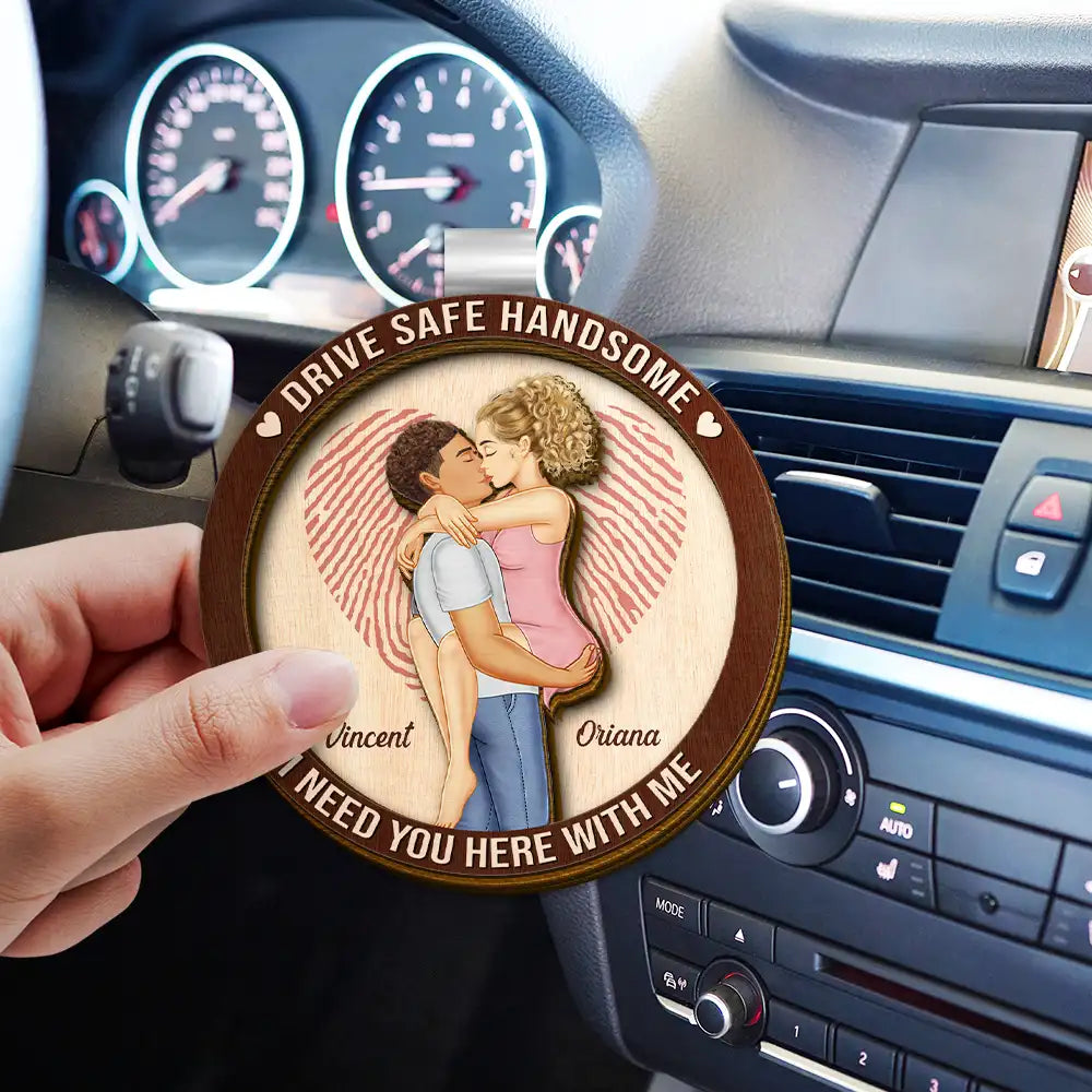 Gift For Couples, Love, Gift For Husband, Gift For Wife, Gift For Boyfriend, Gift For Girlfriend - Kissing Couple I Need You Here With Me - Personalized Custom Shaped Car Visor Clip
