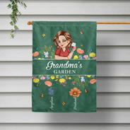 Gift For Grandma, Gardening, Gift For Mother - Birth Month Flower Grandma's Garden - Personalized Flag