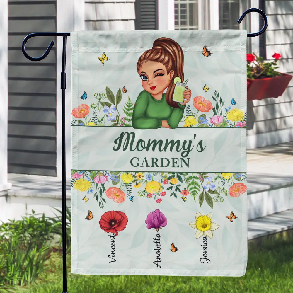 Gift For Grandma, Gardening, Gift For Mother - Birth Month Flower Grandma's Garden - Personalized Flag