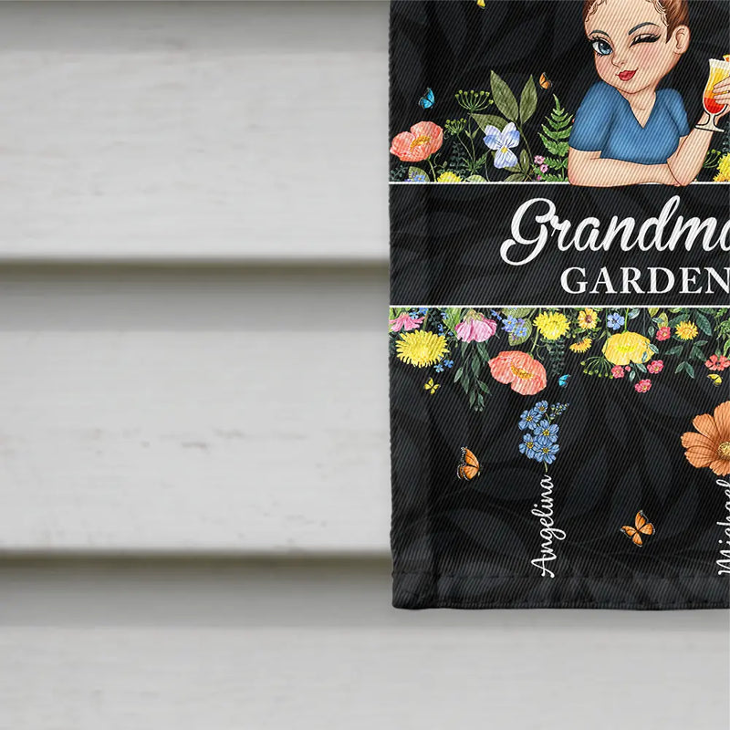 Gift For Grandma, Gardening, Gift For Mother - Birth Month Flower Grandma's Garden - Personalized Flag