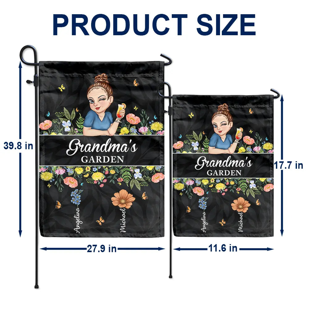 Gift For Grandma, Gardening, Gift For Mother - Birth Month Flower Grandma's Garden - Personalized Flag
