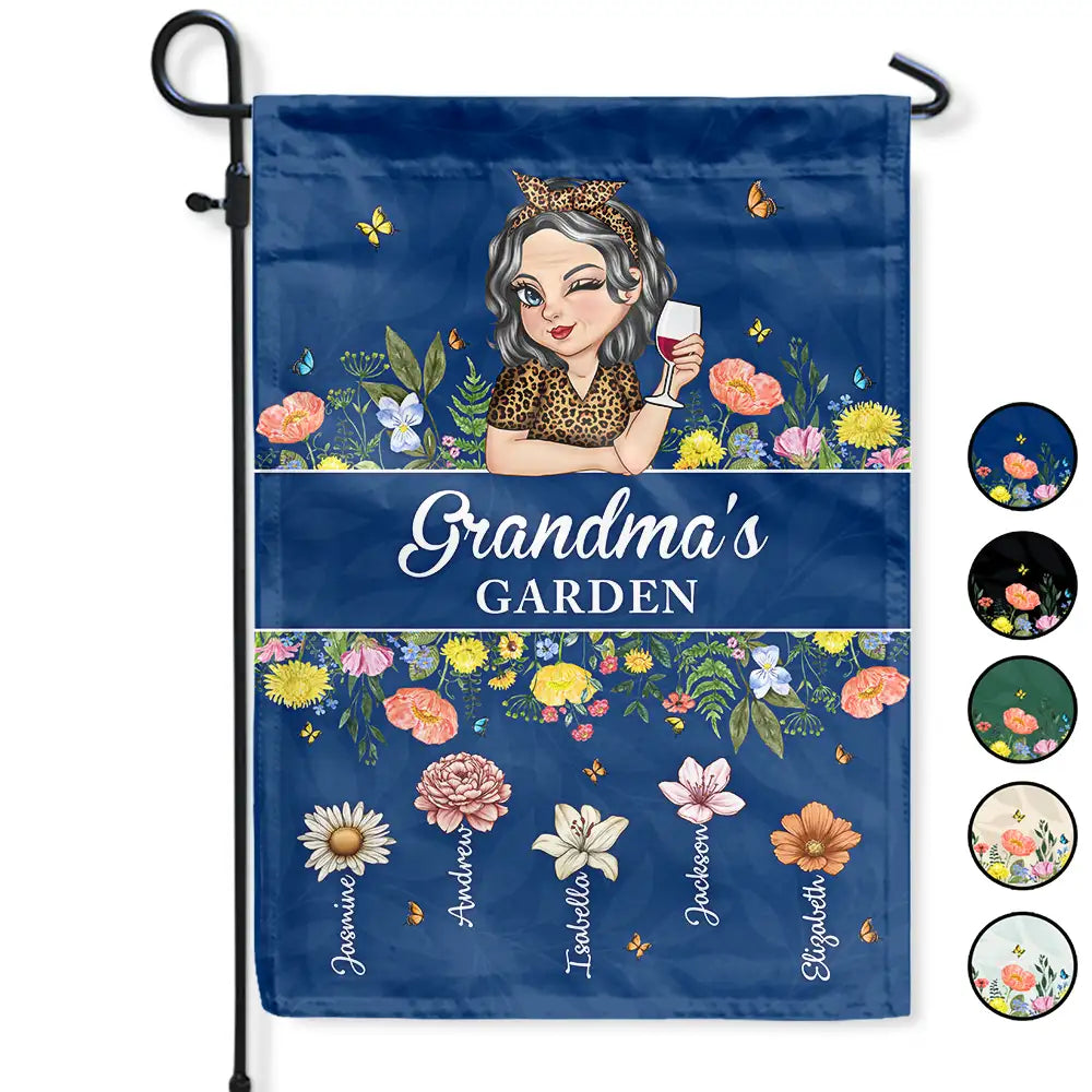 Gift For Grandma, Gardening, Gift For Mother - Birth Month Flower Grandma's Garden - Personalized Flag