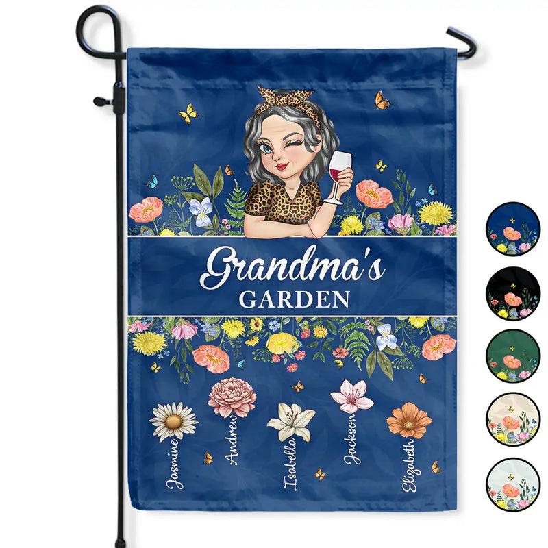 Gift For Grandma, Gardening, Gift For Mother - Birth Month Flower Grandma's Garden - Personalized Flag