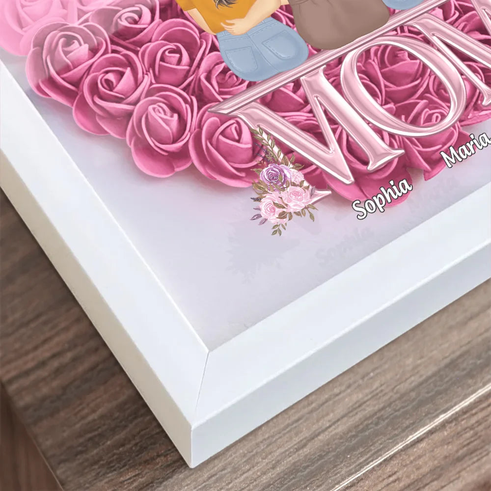 Gift For Mother, Mom, Daughters, Gift For Daughter - Mother & Daughter Forever Linked Together - Personalized Flower Shadow Box

