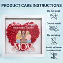 Gift For Mother, Mom, Daughters, Gift For Daughter - Mother & Daughter Forever Linked Together - Personalized Flower Shadow Box
