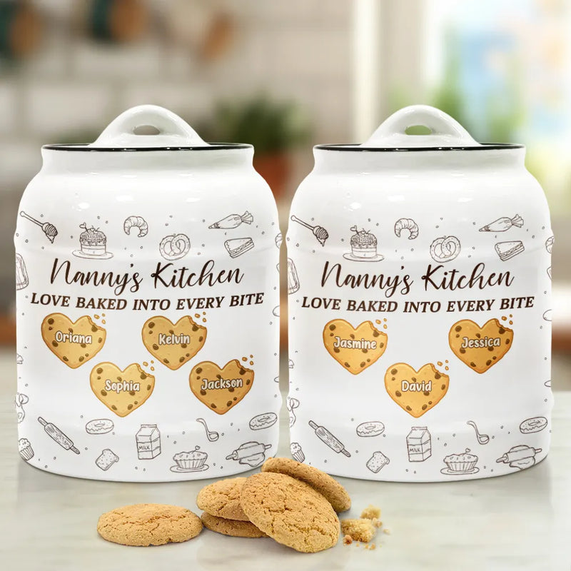 Gift For Mother,Gift For Grandma,Happy - Love Baked Into Every Bite - Personalized Cookie Jar
