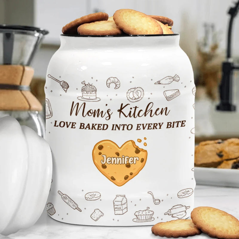 Gift For Mother,Gift For Grandma,Happy - Love Baked Into Every Bite - Personalized Cookie Jar