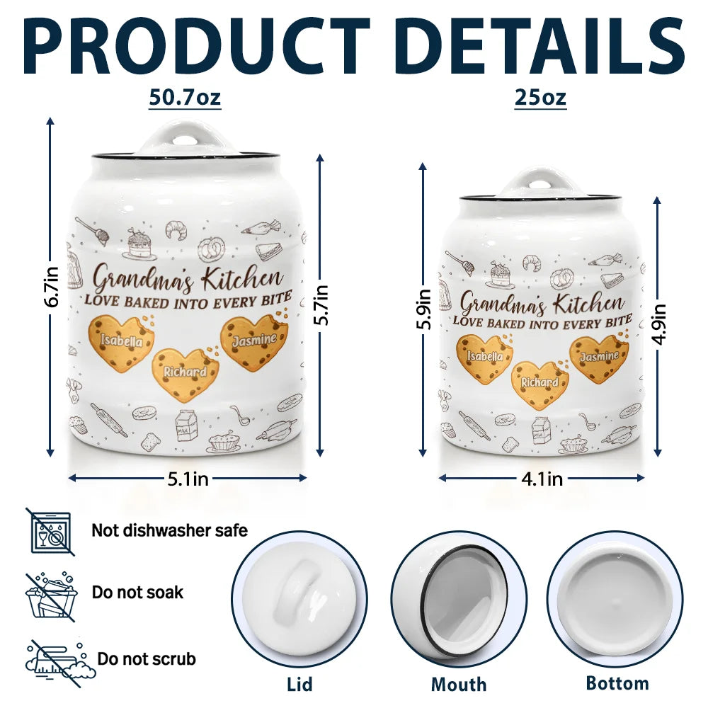 Gift For Mother,Gift For Grandma,Happy - Love Baked Into Every Bite - Personalized Cookie Jar