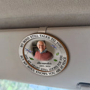 Memorial,Sad,Family - Custom Photo Memorial My Mind Still Talks To You - Personalized Custom Shaped Car Visor Clip