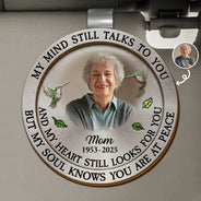 Memorial,Sad,Family - Custom Photo Memorial My Mind Still Talks To You - Personalized Custom Shaped Car Visor Clip