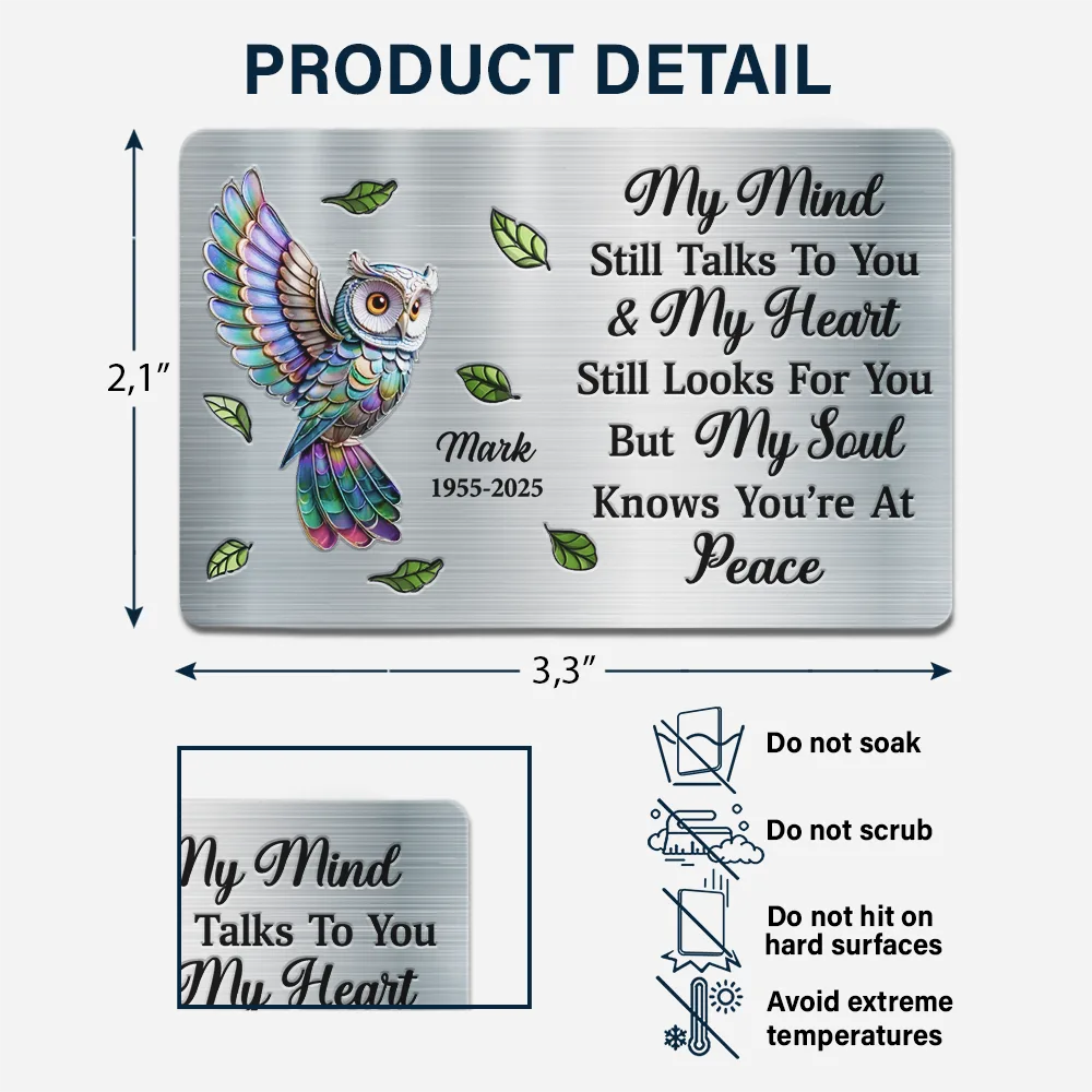 Memorial,Family,Sad - Memorial My Mind Still Talks To You - Personalized Aluminum Wallet Card