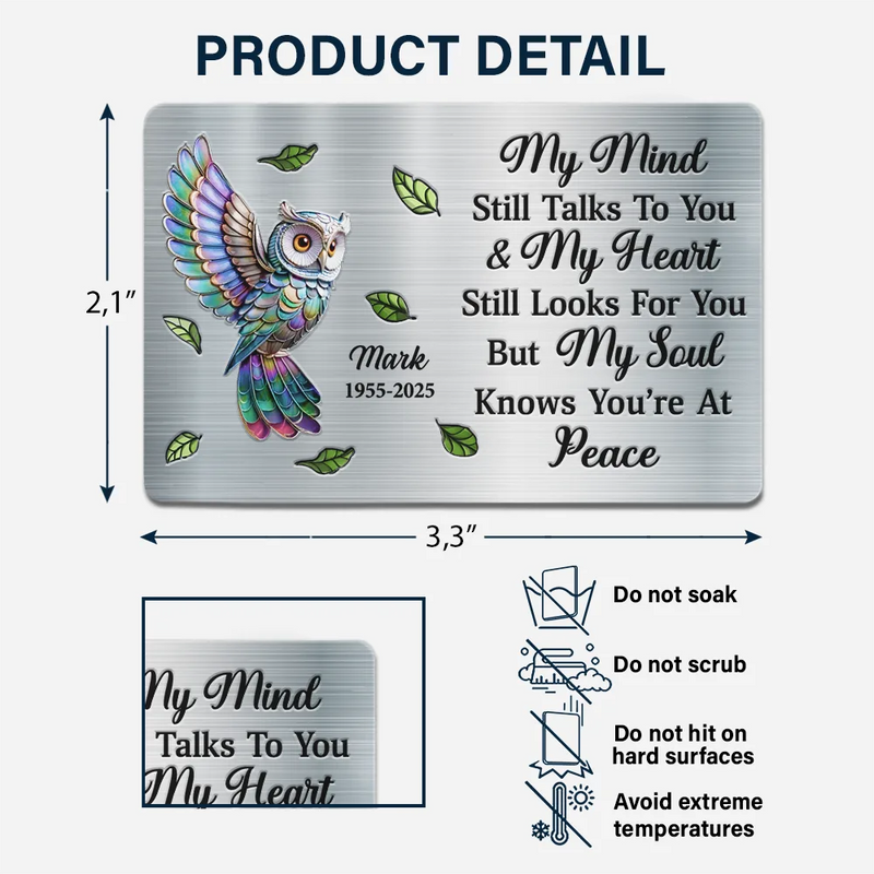 Memorial,Family,Sad - Memorial My Mind Still Talks To You - Personalized Aluminum Wallet Card