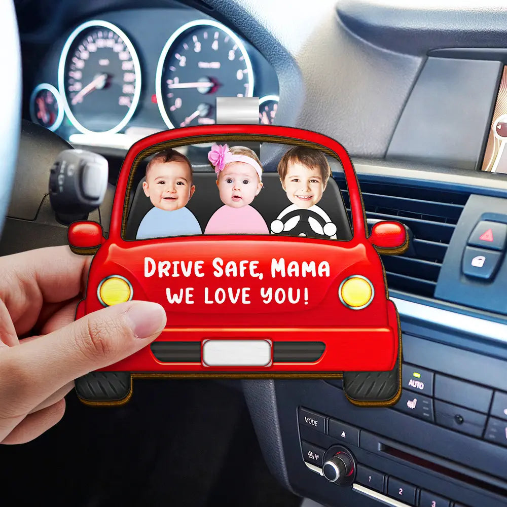 Funny,Gift For Father,Custom Photo - Custom Photo Drive Safe Daddy Funny Kids - Personalized Custom Shaped Car Visor Clip