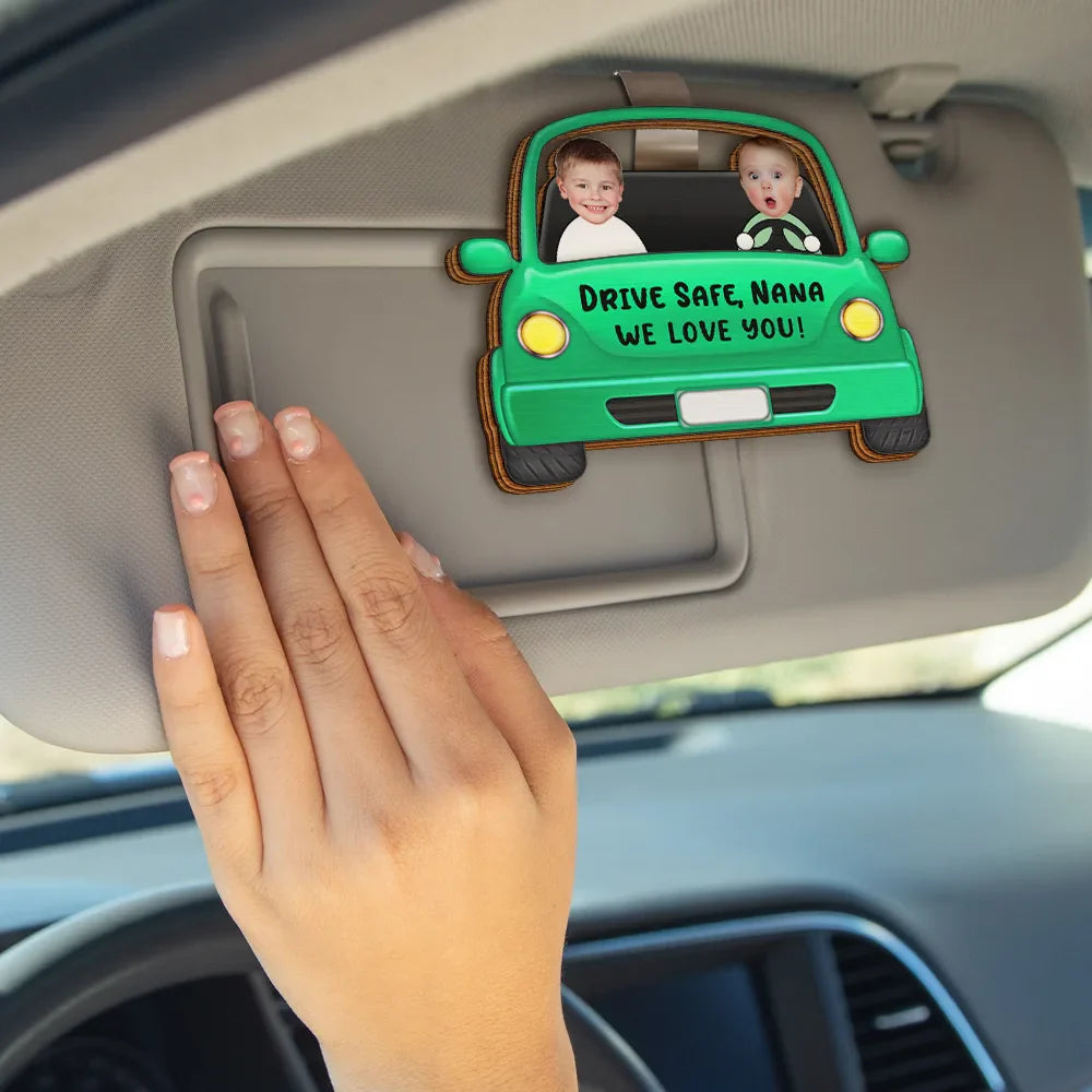 Funny,Gift For Father,Custom Photo - Custom Photo Drive Safe Daddy Funny Kids - Personalized Custom Shaped Car Visor Clip