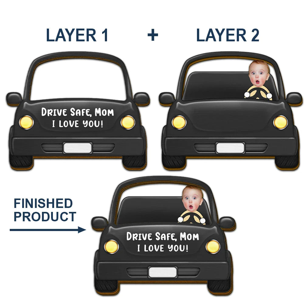 Funny,Gift For Father,Custom Photo - Custom Photo Drive Safe Daddy Funny Kids - Personalized Custom Shaped Car Visor Clip