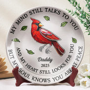 Memorial,Family,Sad,Gift For Grandparents,Parents - Memorial My Mind Still Talks To You - Personalized Ceramic Plate
