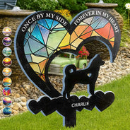 Pet Lovers,Pet Mom,Pet Dad,Dog Lovers,Dog Mom,Dog Dad,Memorial,Sad - Once By My Side Forever In My Heart - Personalized Acrylic Plaque Stake