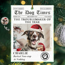 Pet Lovers,Pet Mom,Pet Dad,Dog Lovers,Dog Mom,Dog Dad,Cat Lovers,Cat Mom,Cat Dad,Custom Photo,Christmas,Funny - Custom Photo The Dog Times The Meow Times - Personalized Custom Shaped Acrylic Ornament