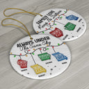 Family,Parents,Gift For Sisters,Gift For Sibling,Gift For Brothers,Love,Christmas,Long Distance - Family Love Knows No Distance - 3D Inflated Effect Printed Ornament, Personalized Circle Ceramic Ornament