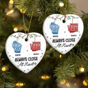 Family Love Knows No Distance - 3D Inflated Effect Printed Ornament, Personalized Heart Ceramic Ornament