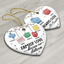 Family Love Knows No Distance - 3D Inflated Effect Printed Ornament, Personalized Heart Ceramic Ornament