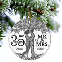 Wedding,Anniversary,Gift For Couples,Gift For Husband,Gift For Wife,Love,Christmas - Toile De Jouy Couple Wedding Anniversary Gift - Personalized Circle Ceramic Ornament