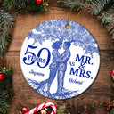 Wedding,Anniversary,Gift For Couples,Gift For Husband,Gift For Wife,Love,Christmas - Toile De Jouy Couple Wedding Anniversary Gift - Personalized Circle Ceramic Ornament