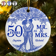 Wedding,Anniversary,Gift For Couples,Gift For Husband,Gift For Wife,Love,Christmas - Toile De Jouy Couple Wedding Anniversary Gift - Personalized Circle Ceramic Ornament