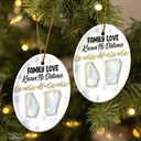 Family,Parents,Gift For Grandparents,Gift For Sibling,Gift For Sisters,Gift For Brothers,Love,Christmas,Long Distance - Family Love Knows No Distance Nacre Effect - 3D Inflated Effect Printed Ornament , Personalized Circle Ceramic Ornament