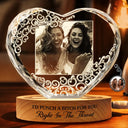 Gift For Bestie,Old Best friends,Gift For Sisters,Happy - Custom Photo Right In The Throat Bestie - Personalized Crystal Heart Shaped Lamp