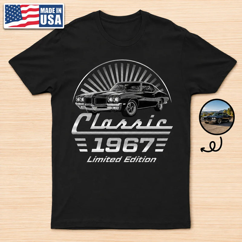Gift For Father,Gift For Grandpa,Gift For Men,Non-Eng,Photo,Humorous - Custom Photo Classic Car Limited Edition - Personalized T Shirt