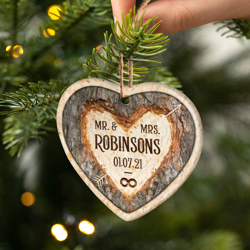 Mr & Mrs Forever - Gift For Married Couple - Personalized Custom Heart Ceramic Ornament