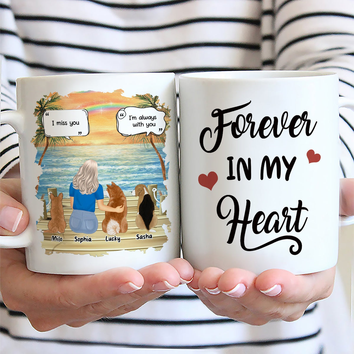 Papa chien pour toujours dans mon cœur - Cadeau commémoratif pour les amoureux des chiens - Tasse personnalisée