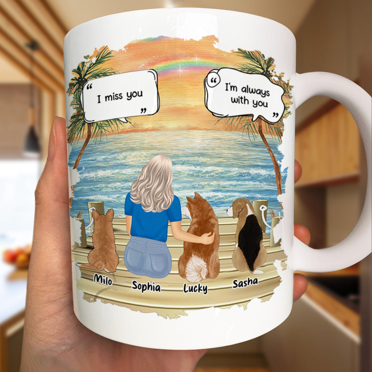 Papa chien pour toujours dans mon cœur - Cadeau commémoratif pour les amoureux des chiens - Tasse personnalisée