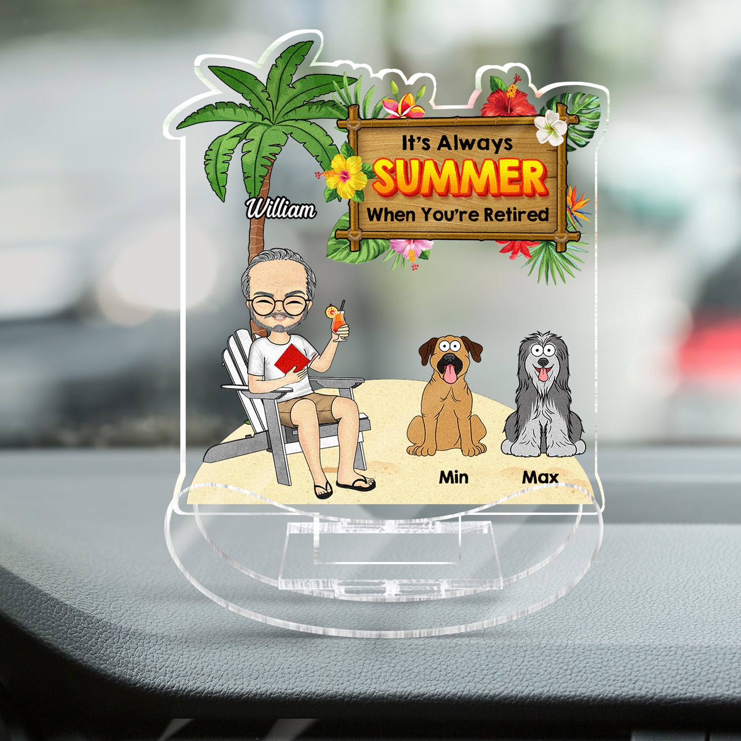 It's Always Summer - Retirement Gift For Dog Dad, Dog Mom - Personalized Acrylic Shaking Stand