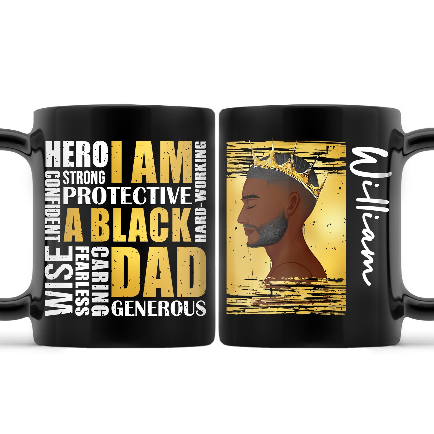 I Am A Black Dad - Personalized Black Mug