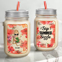 Sip Back And Relax - Personalized Mason Jar Cup With Straw