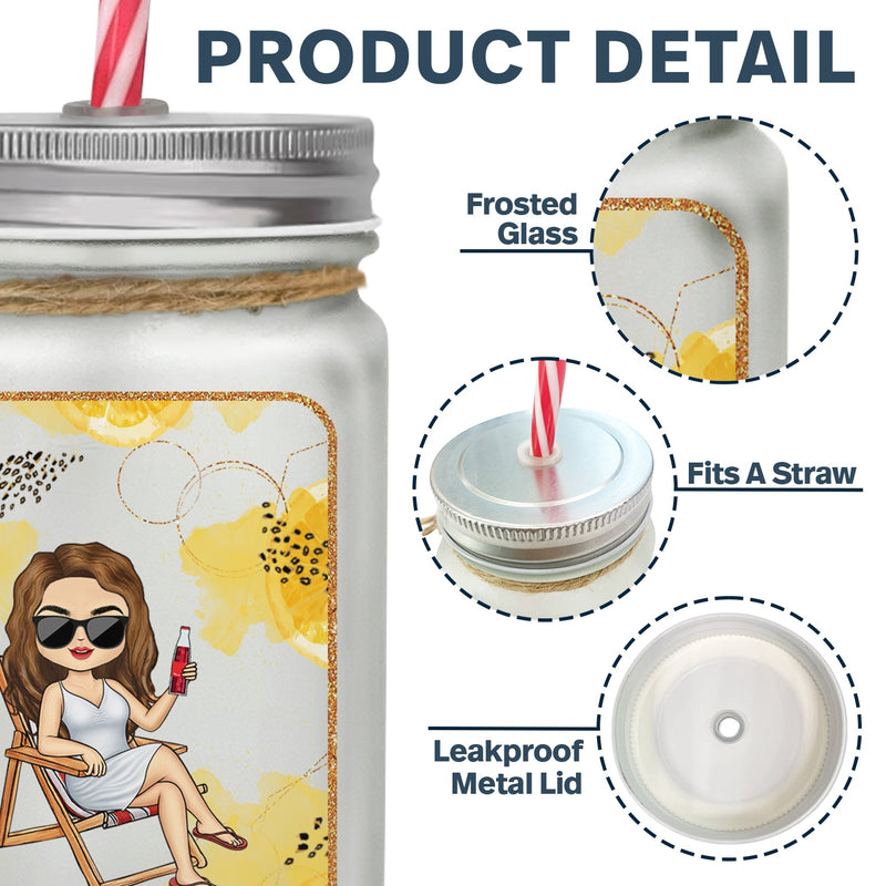 Sip Back And Relax - Personalized Mason Jar Cup With Straw