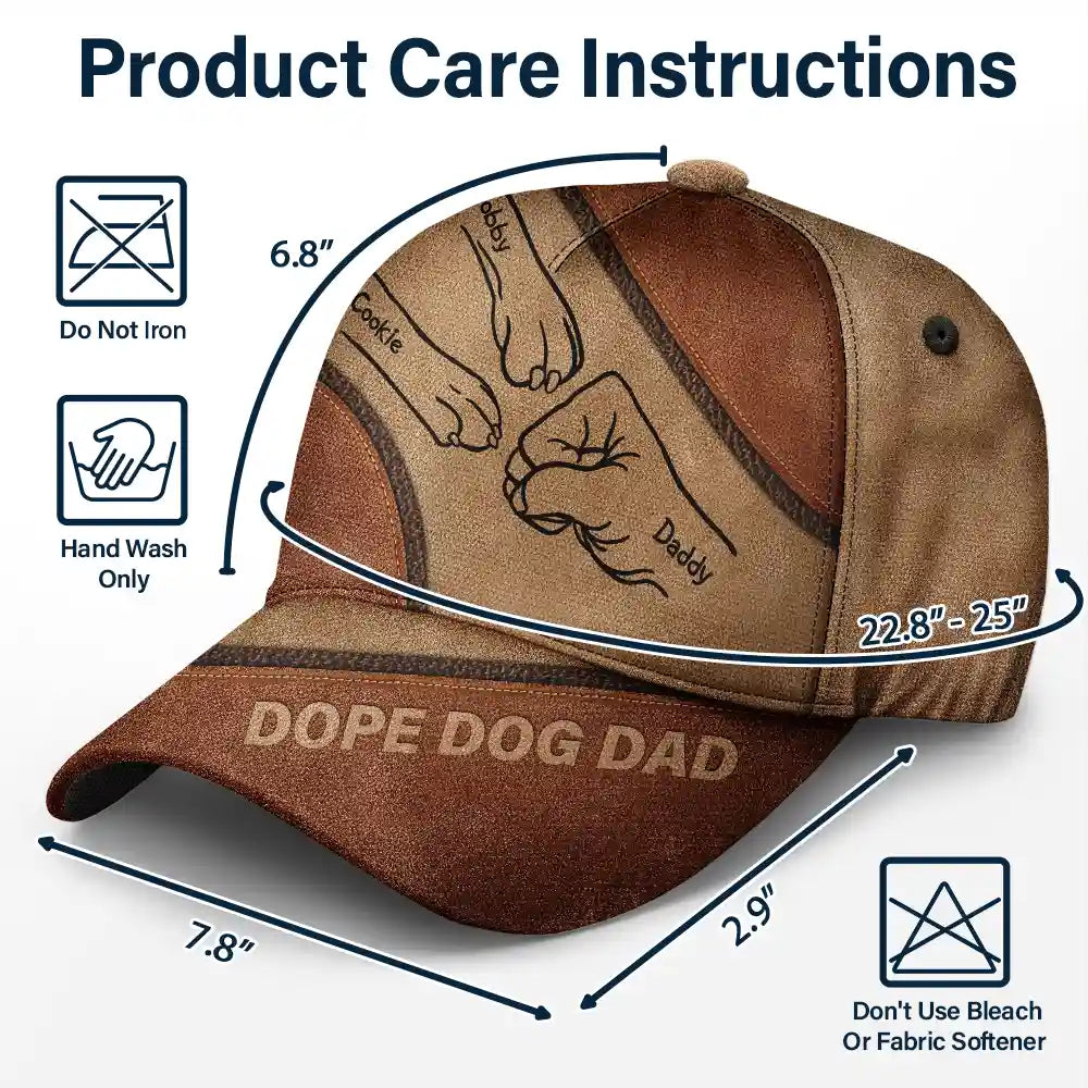 Dope Dog Dad Hand Paw Sketch - Personalized Classic Cap