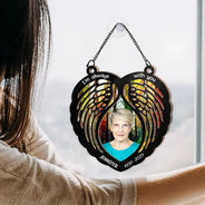 Custom Photo Memorial I'm Always With You Wings - Personalized Window Hanging Suncatcher Ornament